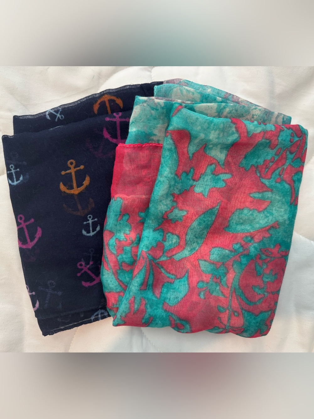 Women’s Lightweight Scarves Set of 2 Anchors Sailor Abstract